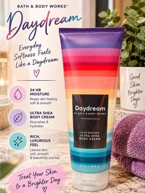 Bath & Body Works Daydream Rainbow Striped Body Cream Floral - OS